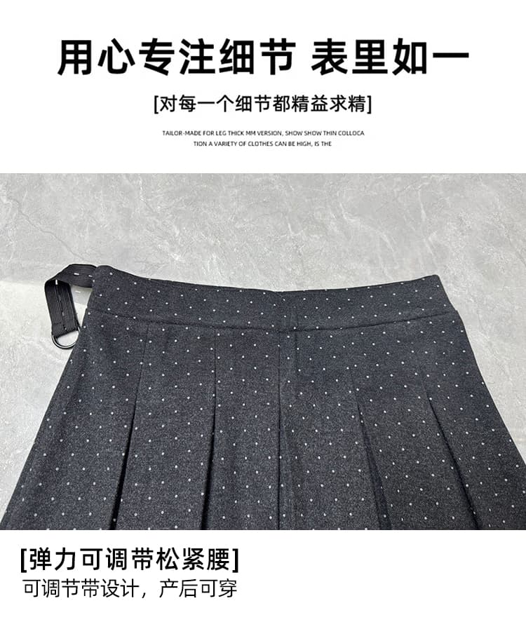 지금 임산부 가을 겨울철 두꺼운 모직 학원 스타일 도트 무늬 플리츠 스커트 한 부서 다용도 없음 복부 지지 반신 스커트 미니 스커트 상세 이미지 11