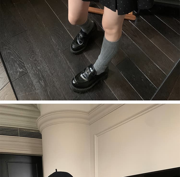 지금 임산부 가을 겨울철 두꺼운 모직 학원 스타일 도트 무늬 플리츠 스커트 한 부서 다용도 없음 복부 지지 반신 스커트 미니 스커트 상세 이미지 17