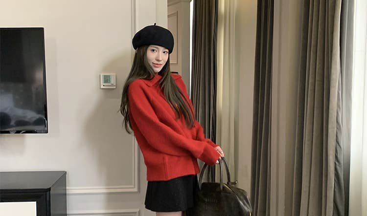 지금 임산부 가을 겨울철 두꺼운 모직 학원 스타일 도트 무늬 플리츠 스커트 한 부서 다용도 없음 복부 지지 반신 스커트 미니 스커트 상세 이미지 20