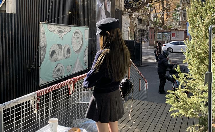 지금 임산부 가을 겨울철 두꺼운 모직 학원 스타일 도트 무늬 플리츠 스커트 한 부서 다용도 없음 복부 지지 반신 스커트 미니 스커트 상세 이미지 37