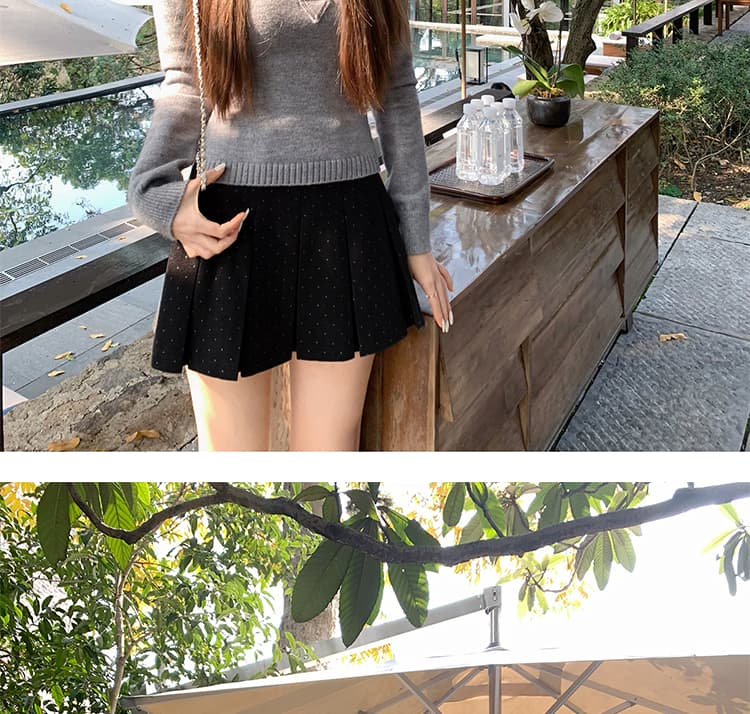 지금 임산부 가을 겨울철 두꺼운 모직 학원 스타일 도트 무늬 플리츠 스커트 한 부서 다용도 없음 복부 지지 반신 스커트 미니 스커트 상세 이미지 43
