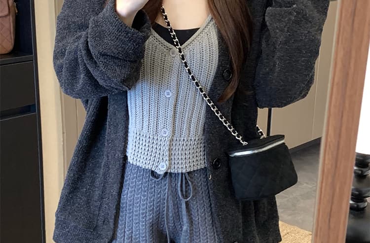 지금 그리고 임산부 느긋한 바람 프랑스식 프릴 꽈배기 니트 캐주얼 바지 여성 가을 겨울 루즈핏 슬림해 보이는 하이웨이스트 반바지 상세 이미지 39