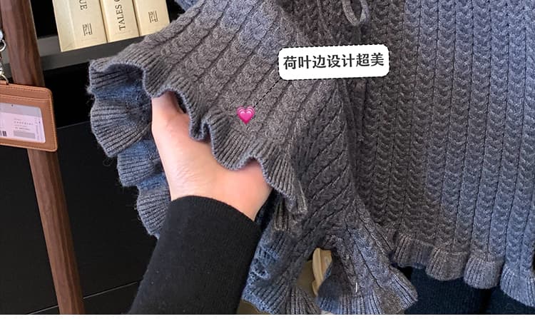 지금 임산부 패션 느긋한 바람 프랑스식 프릴 꽈배기 니트 캐주얼 바지 가을 겨울 루즈핏 없음 복부 지지 부츠 반바지 상세 이미지 19