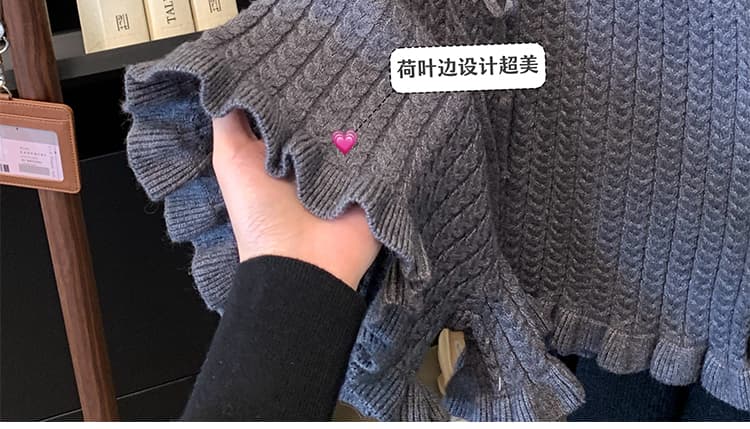 지금 임산부 패션 느긋한 바람 프랑스식 프릴 꽈배기 니트 캐주얼 바지 가을 겨울 루즈핏 없음 복부 지지 부츠 반바지 상세 이미지 26