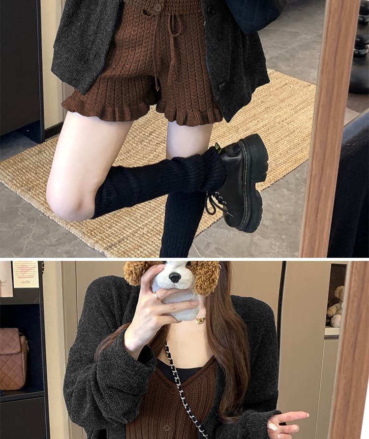 지금 임산부 패션 느긋한 바람 프랑스식 프릴 꽈배기 니트 캐주얼 바지 가을 겨울 루즈핏 없음 복부 지지 부츠 반바지 상세 이미지 48