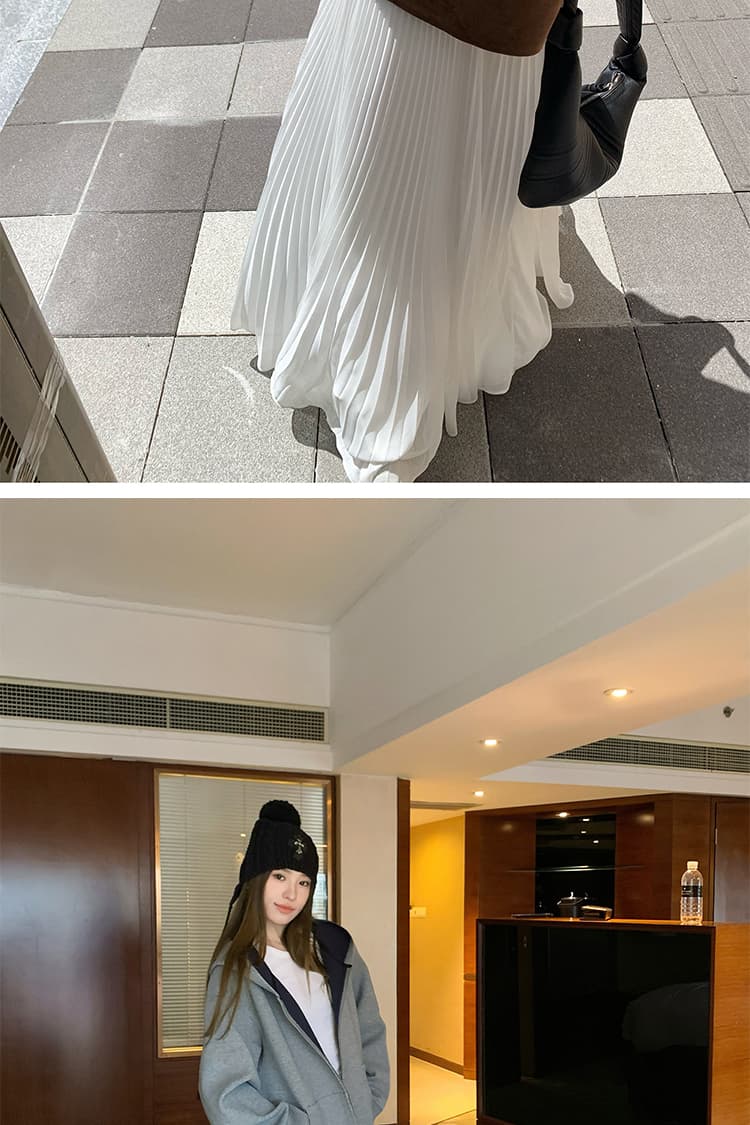 지금 임산부 봄 가을 겨울 가을 무거운 작업 플리츠 망사 여름 하이웨이스트 캐주얼 반신 대 치마 한 마디 복부 지지 롱 스커트 상세 이미지 33