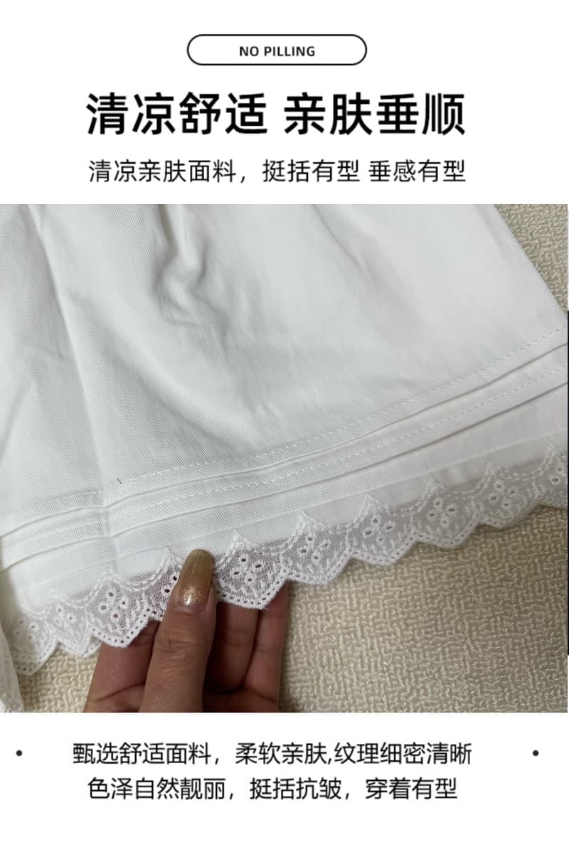 실사 임산부 여름 새로운 주름 작은 대중 화이트 레이스 레이스 다용도 패션 캐주얼 넓은 다리 복부 지지 반바지 상세 이미지 4