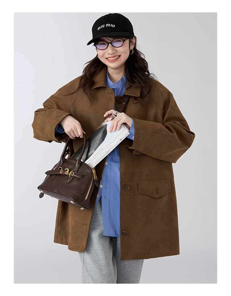 스탠드 칼라 여성 셔츠 2025 새로운 가을 작은 키 캐주얼 루즈핏 긴팔 셔츠 맨위 상세 이미지 16