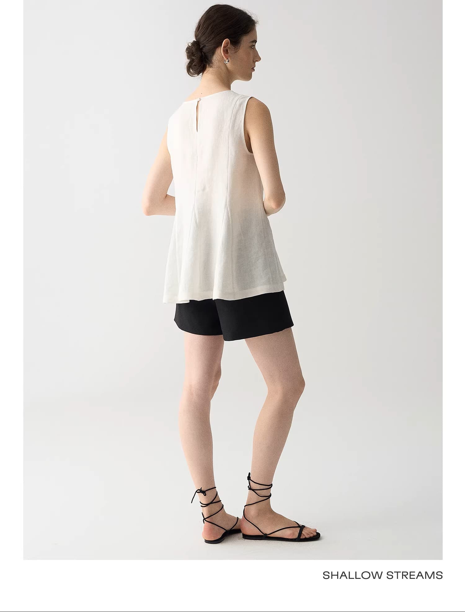 아마 화이트 Chic 셔츠 디자인 센스 작은 수많은 조각 패치워크 루즈핏 민소매 조끼 맨위 상세 이미지 2