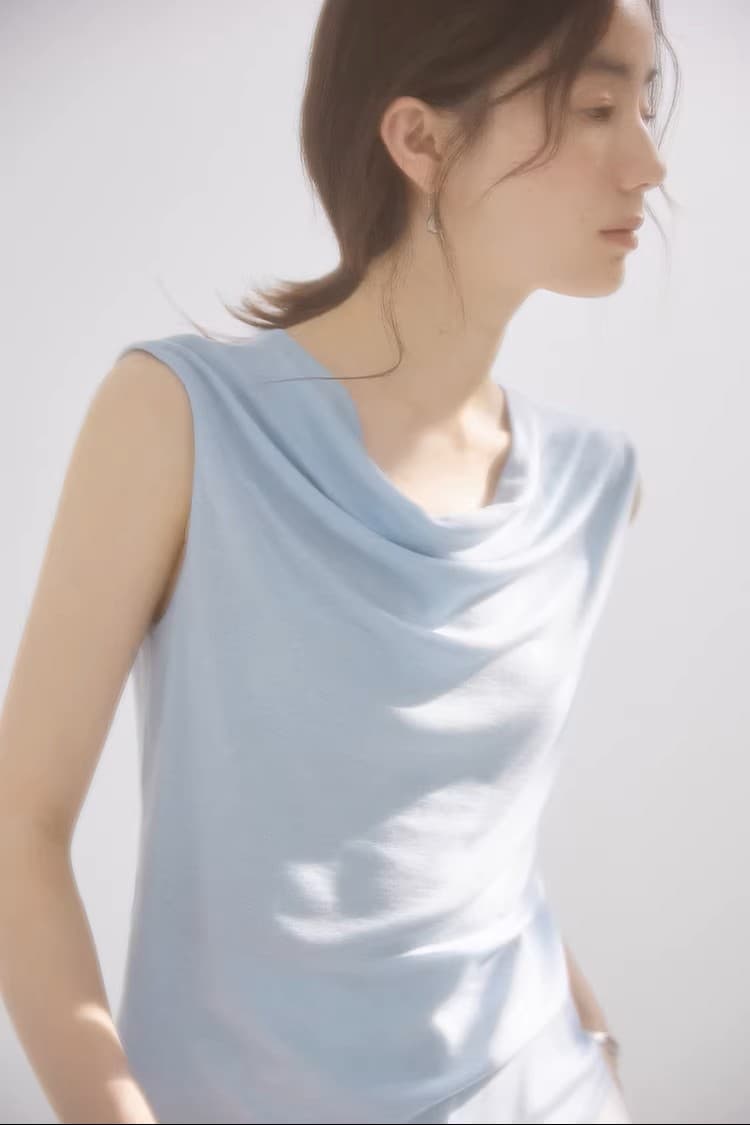 천천히 조정 인생 여름 기초 부드럽다 프로 피부 민소매 흔들다 칼라 말뚝 더미 칼라 조끼 작은 셔츠 여성 이미지 2