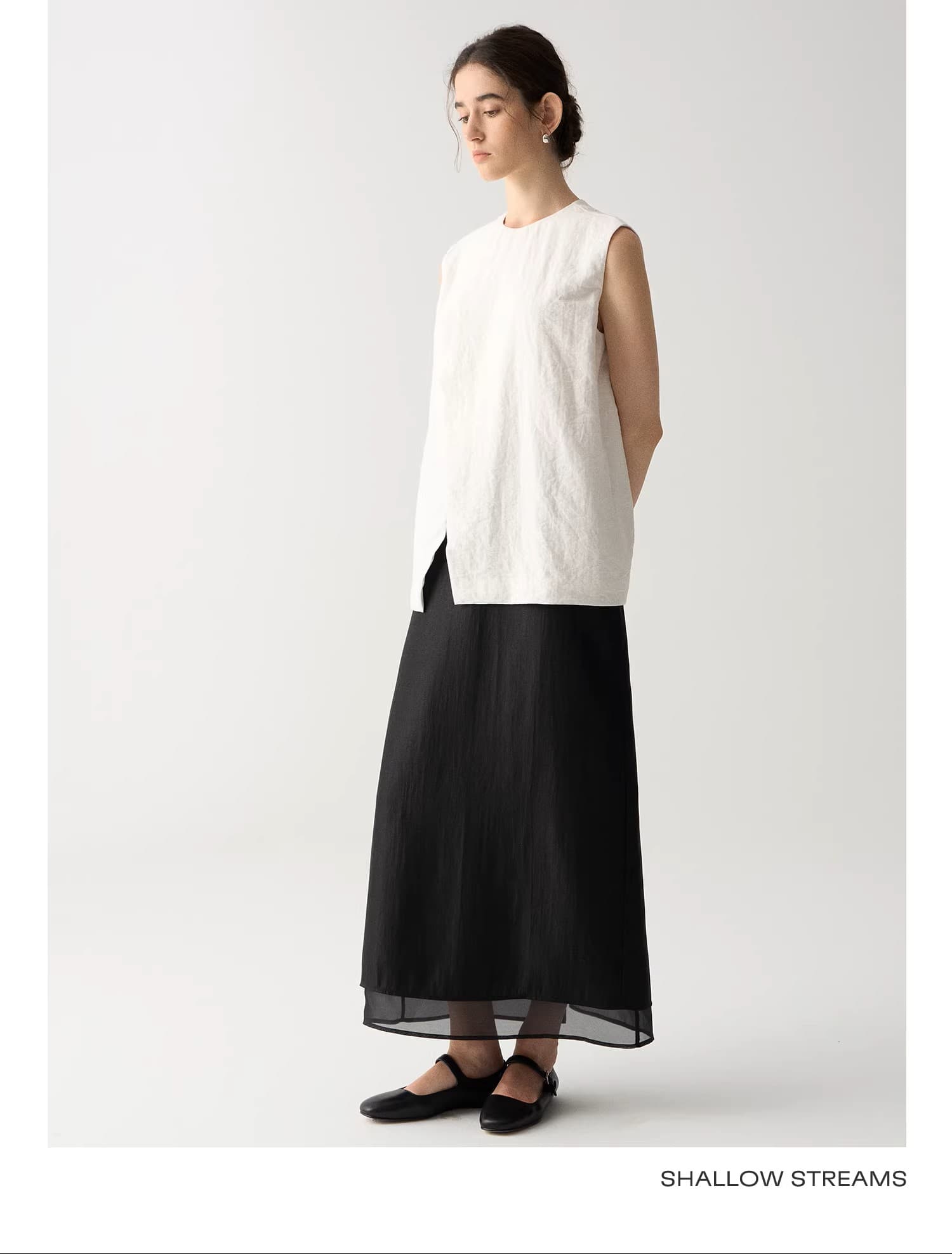 윌 호흡 아마 화이트 작은 대중 셔츠 디자인 질감 센스 조끼 Chic 민소매 맨위 여성 상세 이미지 20