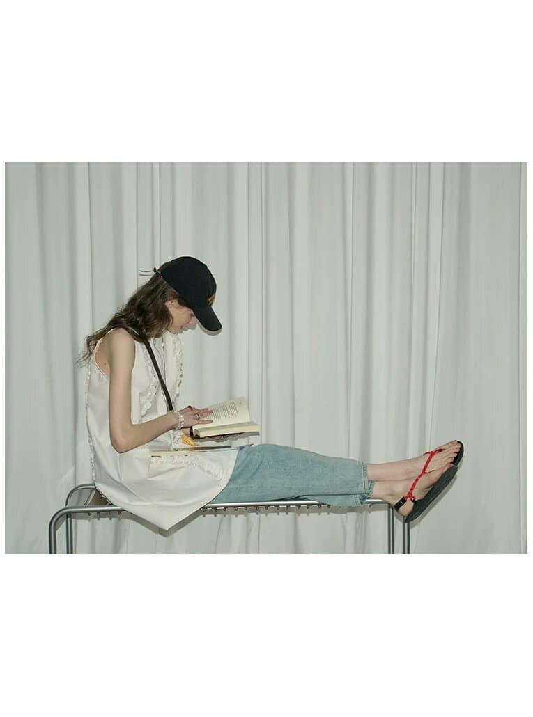 목이버섯 레이스 장식 한 마디 조끼 스커트 여성 여름 새로운 프랑스식 레트로 캐주얼 루즈핏 드레스 상세 이미지 18