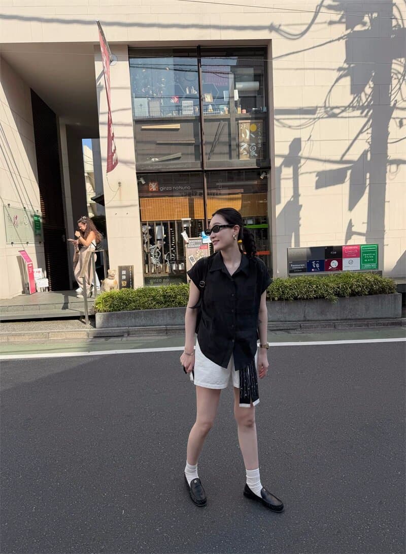 여름 섬 여가 바람 100 아마 상쾌 센스 반팔 여성 셔츠 디자인 센스 작은 대중 핀치 Pleat 셔츠 상세 이미지 34