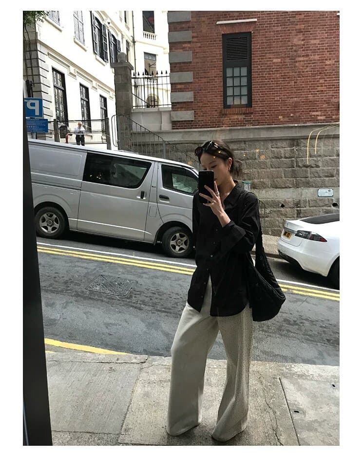 26 봄 여름 새로운 익스트림 제인 고급 루즈핏 순면 얇고 가벼운 중성 바람 셔츠 여성 코트 상세 이미지 4