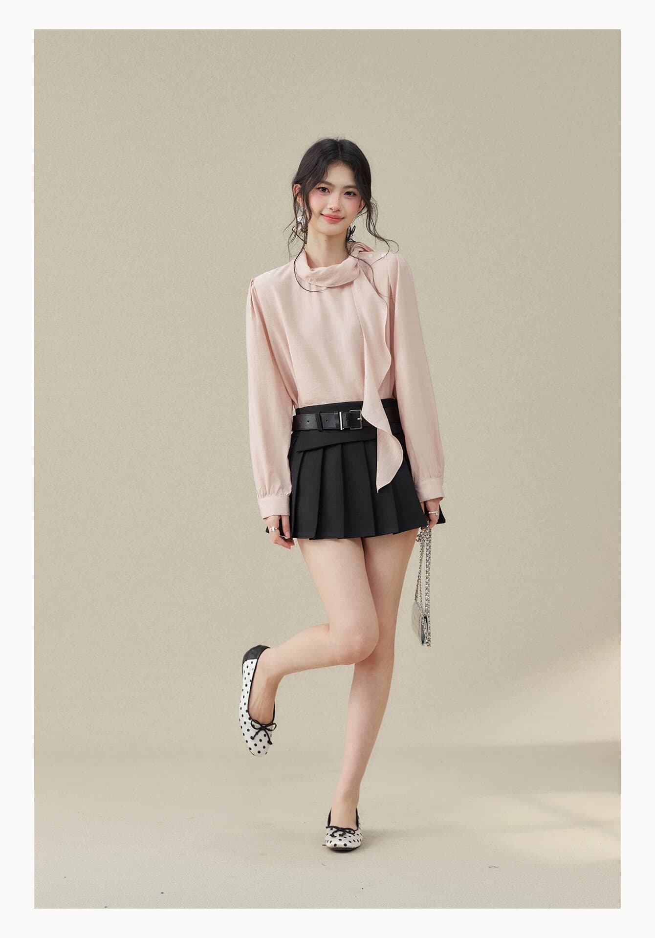 낭만주의 프랑스식 루즈핏 연꽃 잎 리본 칼라 도루 센스 긴팔 여성 셔츠 2026 가을 새로운 상세 이미지 8