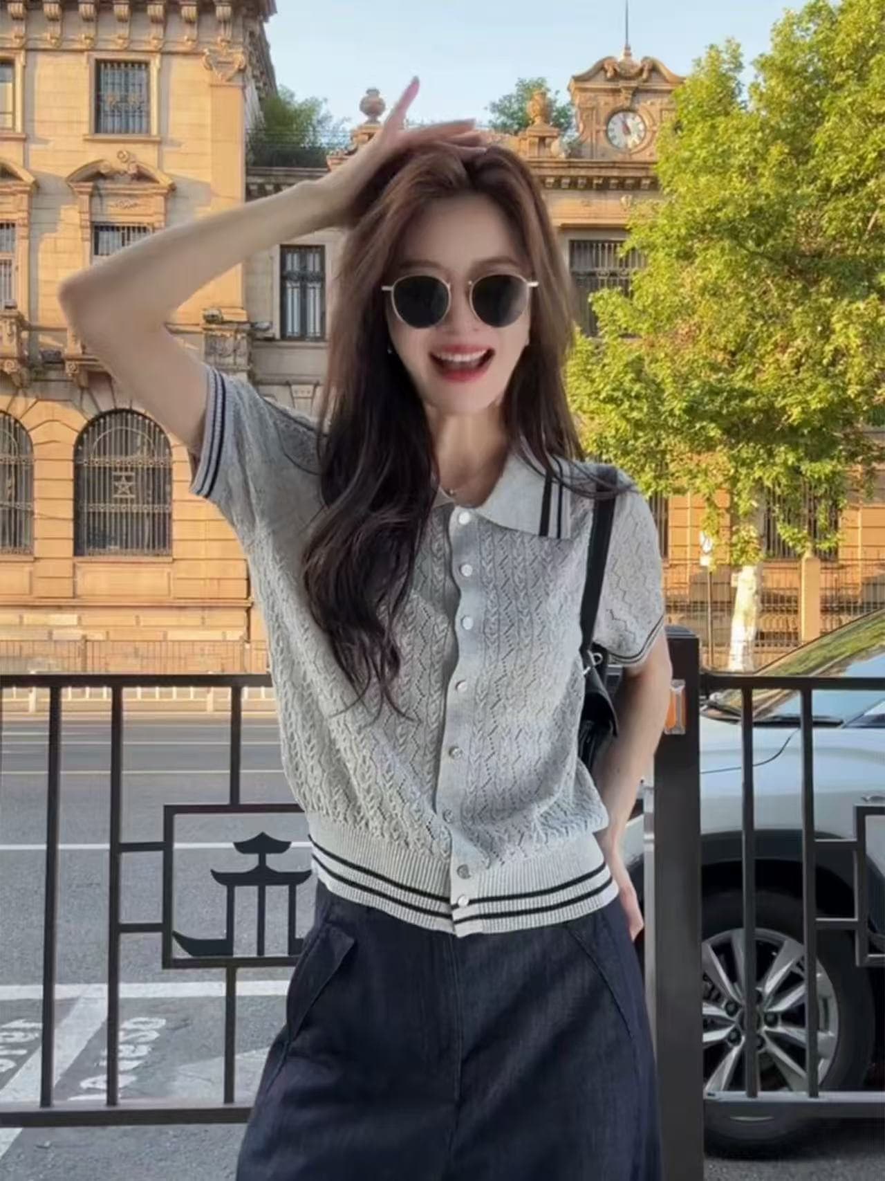 x.zhenpolo 칼라 반팔 맨위 여름 여행 느긋한 센스 티셔츠 외국 가스 고귀한 새로운 조수 브랜드 여성 의류 이미지 4
