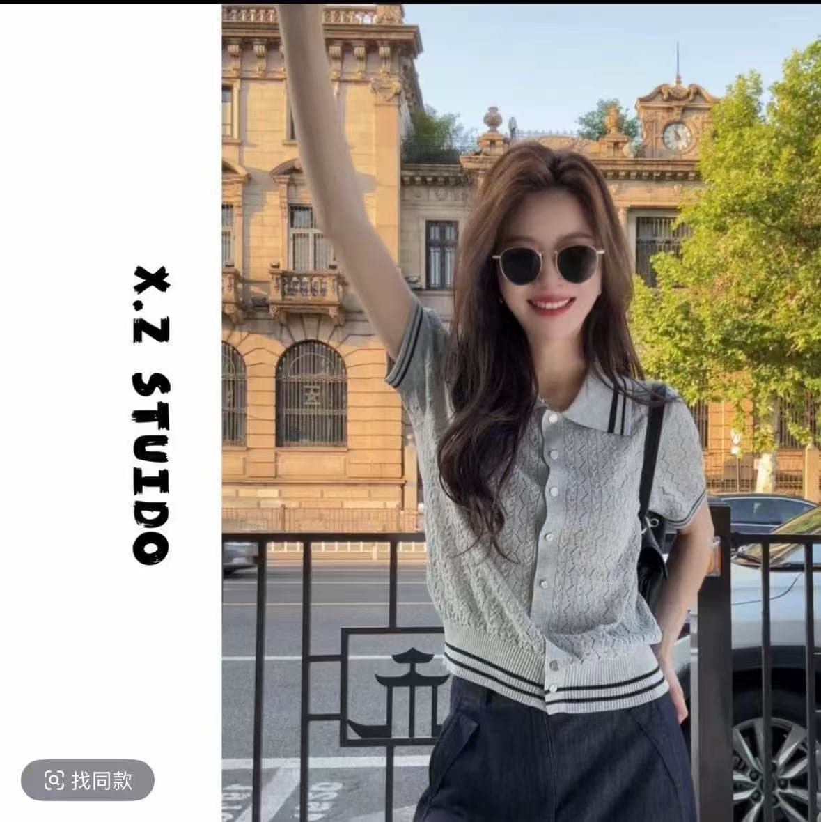 x.zhenpolo 칼라 반팔 맨위 여름 여행 느긋한 센스 티셔츠 외국 가스 고귀한 새로운 조수 브랜드 여성 의류 상세 이미지 2