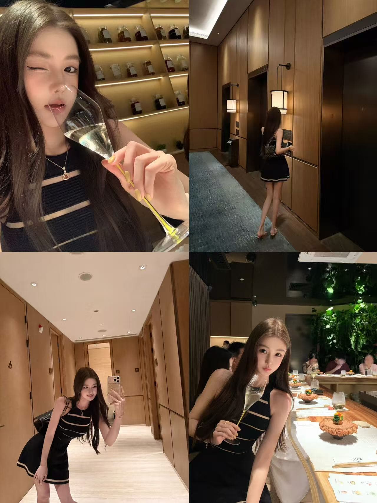okmashop 장 원 영어 같은 단락 민소매 여성 드레스 여름 고급 센스 품격 홀로우 아웃 허리 수축 치마 상세 이미지 2