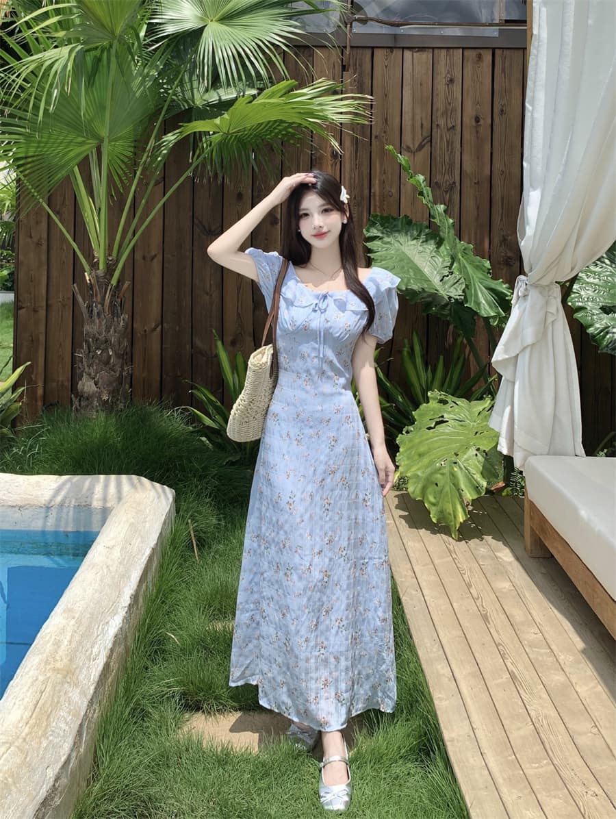 빅 사이즈 프릴 칼라 프랑스식 고급 센스 드레스 여름 2026 새로운 폭발 품격 허리 수축 아름다운 롱 스커트 상세 이미지 3