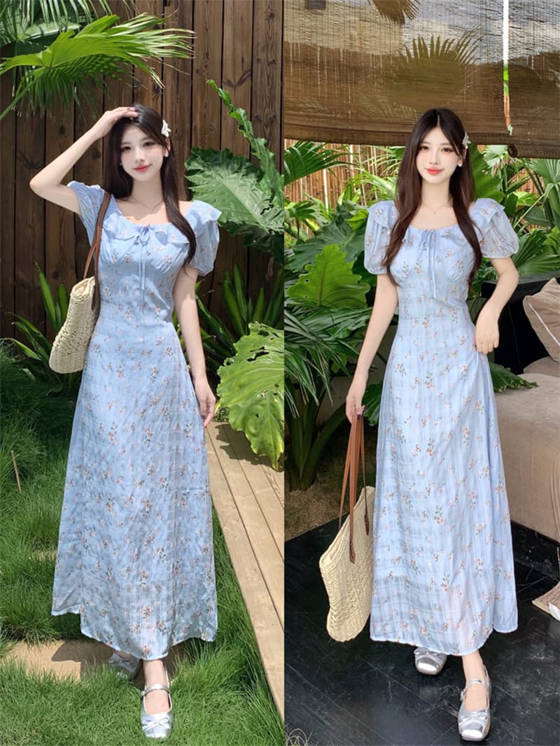 빅 사이즈 프릴 칼라 프랑스식 고급 센스 드레스 여름 2026 새로운 폭발 품격 허리 수축 아름다운 롱 스커트