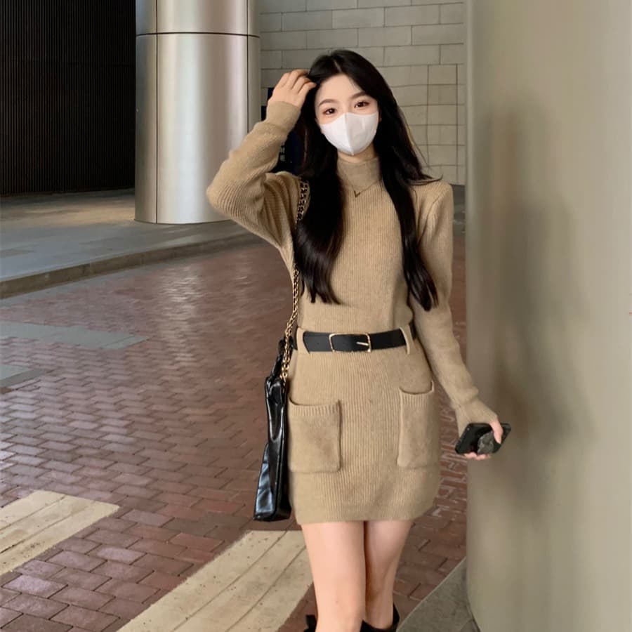 프랑스식 작은 샤넬 스타일 긴팔 만나는 니트 여성 드레스 가을 겨울철 새로운 인사이드 가져 가라. 치마 경기 코트 스웨터 드레스 이미지 5