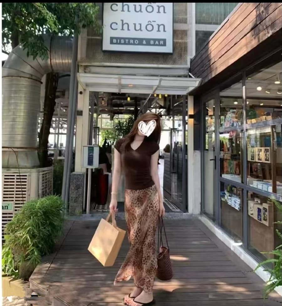 빅 사이즈 지방 mm 한 부서 순수한 욕망 바람 반팔 티셔츠 맨위 레오파드 무늬 반신 스커트 투피스 세트 상세 이미지 3