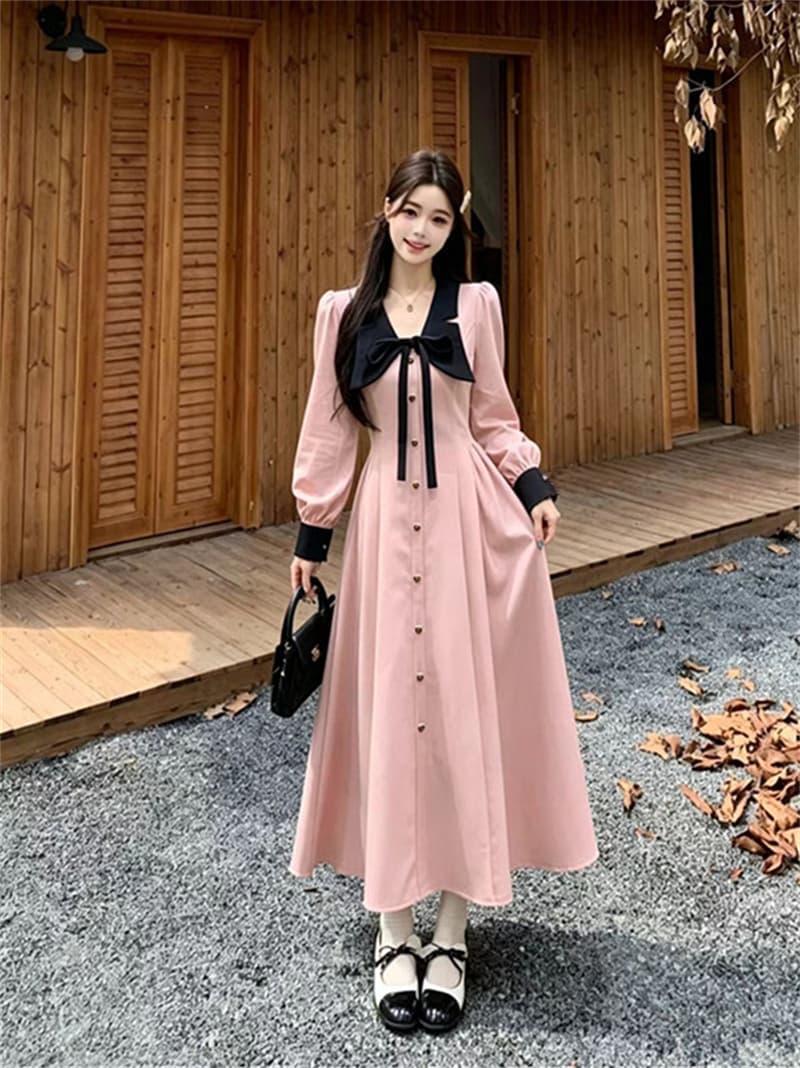 베이비 칼라 프랑스식 품격 작은 샤넬 스타일 긴팔 여성 드레스 2026 새로운 고급 센스 착용 가져 가라. 핑크색 셔츠 드레스 상세 이미지 7