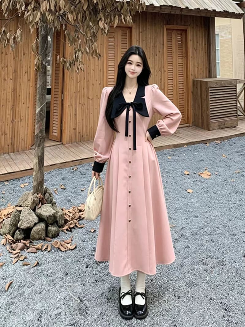 베이비 칼라 프랑스식 품격 작은 샤넬 스타일 긴팔 여성 드레스 2026 새로운 고급 센스 착용 가져 가라. 핑크색 셔츠 드레스 상세 이미지 8