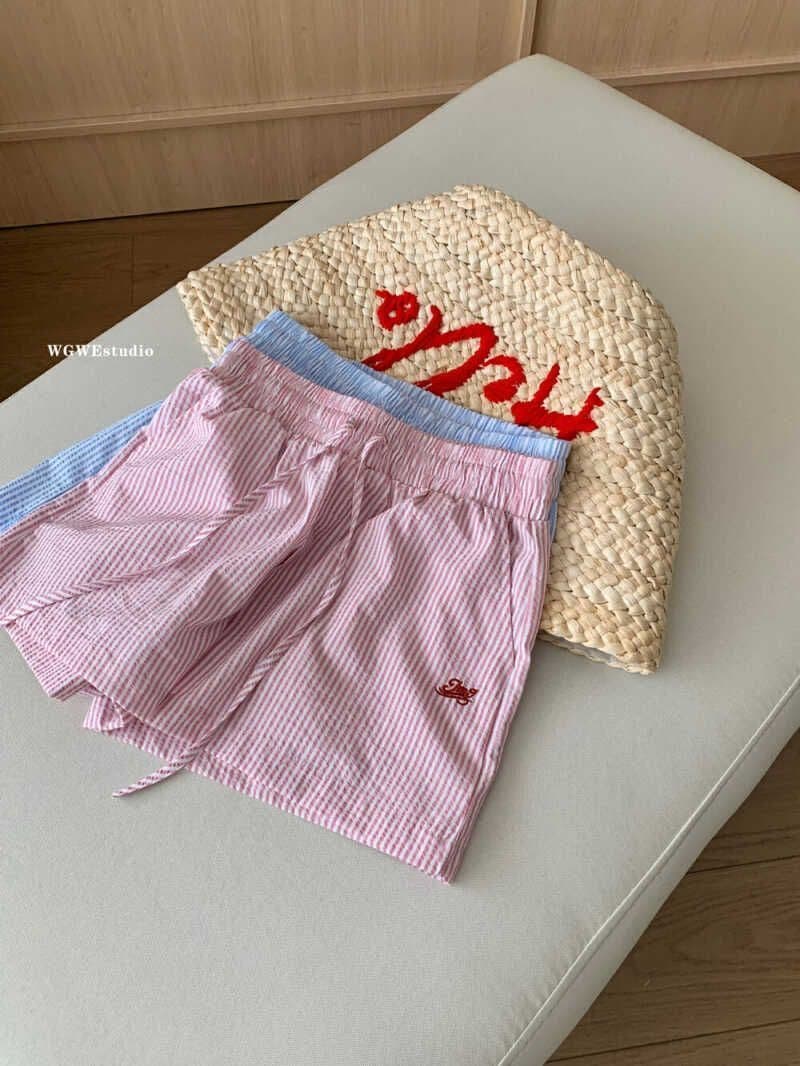 있음 선적 원본 새로운 세로 줄무늬 펌프 로프 알파벳 자수 넓은 다리가 짧다. 바지 여성 루즈핏 여름 캐주얼 바지 상세 이미지 13