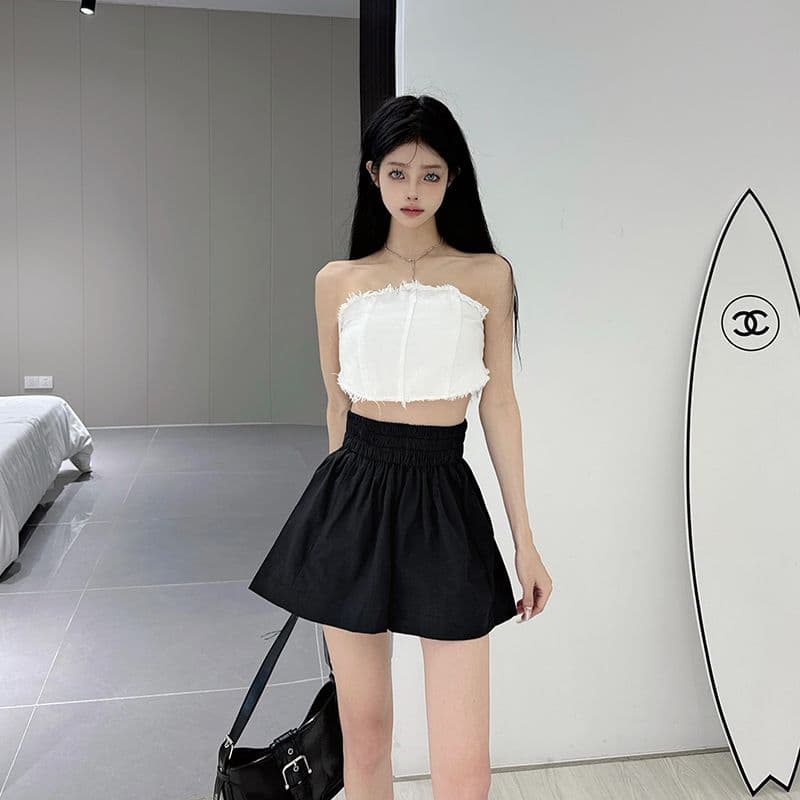 실사 워싱 면 100% 여름 새로운 하이웨이스트 캐주얼 반바지 여성 한국 스타일 루즈핏 캐주얼 와이드 레그 팬츠 상세 이미지 8
