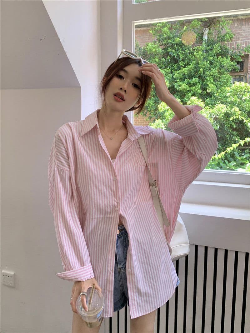 있음 선적 대외 무역 긴팔 스트라이프 여성 셔츠 새로운 오픈 가디건 자외선 차단 셔츠 재킷 루즈핏 bf 맨위 서비스 상세 이미지 14