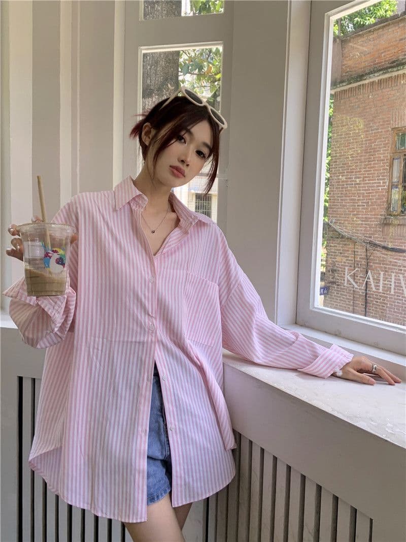 있음 선적 대외 무역 긴팔 스트라이프 여성 셔츠 새로운 오픈 가디건 자외선 차단 셔츠 재킷 루즈핏 bf 맨위 서비스 상세 이미지 16