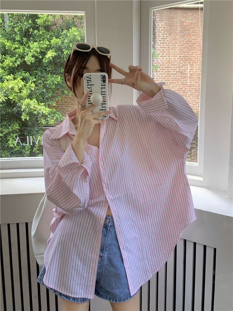 있음 선적 대외 무역 긴팔 스트라이프 여성 셔츠 새로운 오픈 가디건 자외선 차단 셔츠 재킷 루즈핏 bf 맨위 서비스 상세 이미지 18