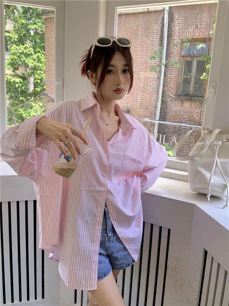 있음 선적 대외 무역 긴팔 스트라이프 여성 셔츠 새로운 오픈 가디건 자외선 차단 셔츠 재킷 루즈핏 bf 맨위 서비스 상세 이미지 21