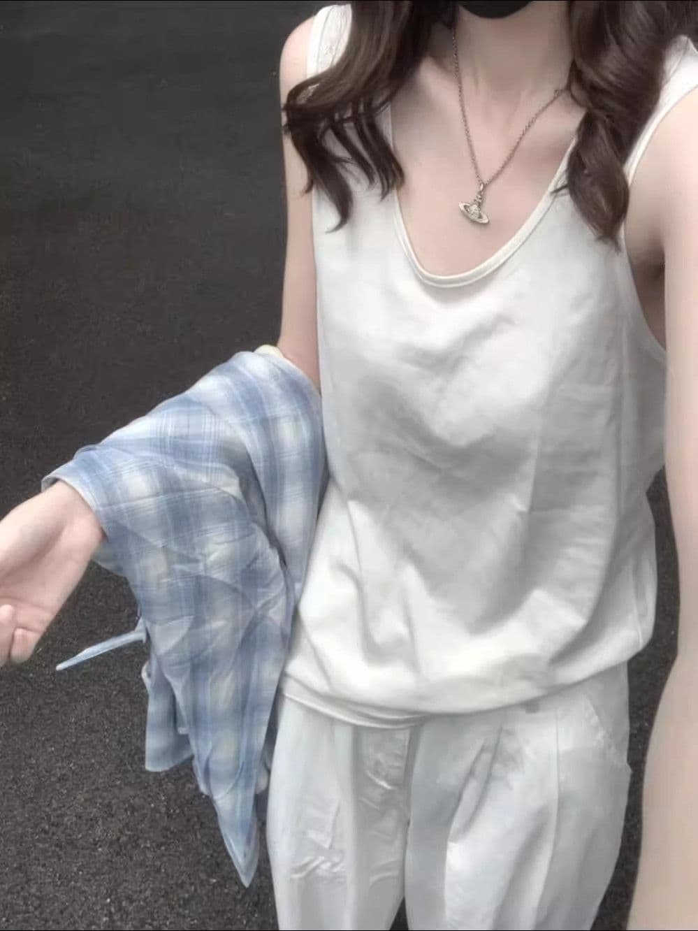 있음 선적 한 부서 순면 체크무늬 여성 셔츠 새로운 루즈핏 느긋한 바람 긴팔 셔츠 재킷 캐주얼 맨위 이미지 3