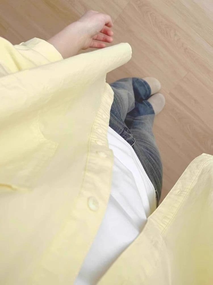 있음 선적 원본 워싱 면 100% 여성 셔츠 새로운 폴로 칼라 인사이드 가져 가라. 긴팔 셔츠 외출용 한 첨부 된 의류 상세 이미지 19