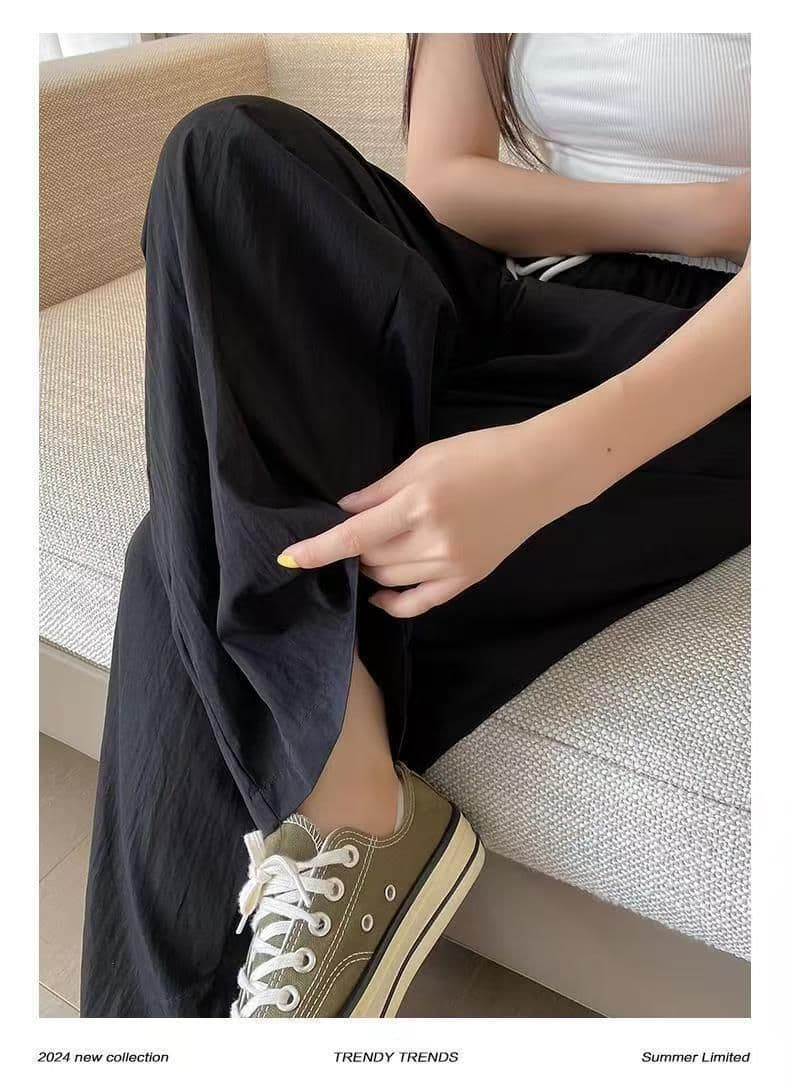 있음 선적 폭발 해군 워크웨어 스트레이트 팬츠 여성 여름 얇은 스타일 새로운 루즈핏 캐주얼 배색 운동 바지 상세 이미지 17