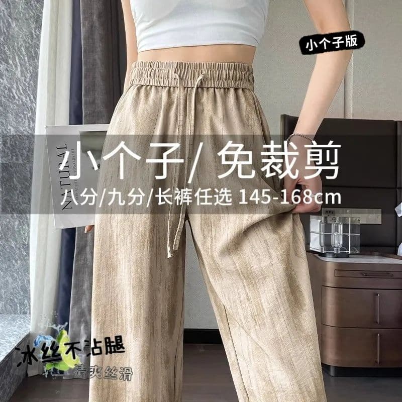 있음 선적 얼음 실크 와이드 레깅스 바지 루즈핏 도루 센스 9 포인트 여름 얇은 스타일 새로운 홀치기 염색 스트레이트 캐주얼 바지 이미지 4