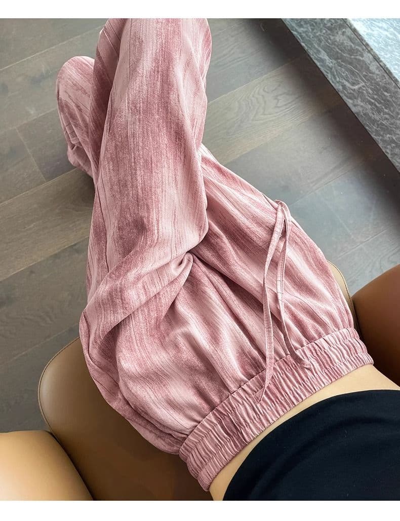 있음 선적 얼음 실크 와이드 레깅스 바지 루즈핏 도루 센스 9 포인트 여름 얇은 스타일 새로운 홀치기 염색 스트레이트 캐주얼 바지 상세 이미지 13