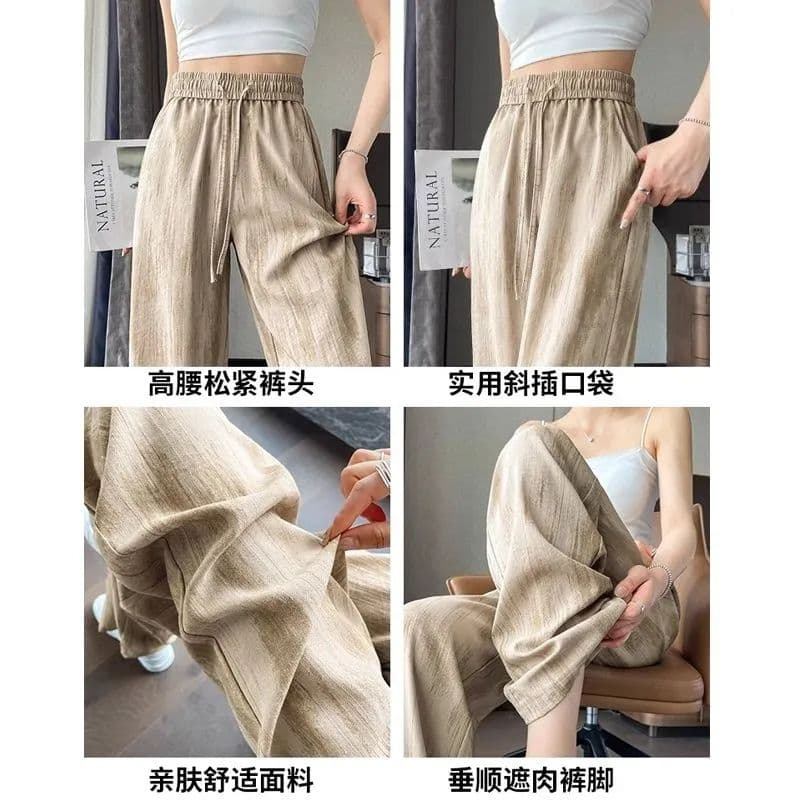 있음 선적 얼음 실크 와이드 레깅스 바지 루즈핏 도루 센스 9 포인트 여름 얇은 스타일 새로운 홀치기 염색 스트레이트 캐주얼 바지 상세 이미지 29