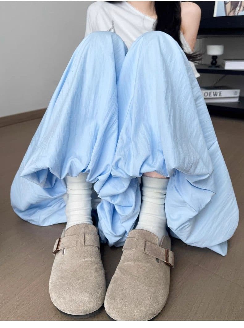 있음 선적 꽃밭 치마바지 여성 가을 한국 스타일 하이웨이스트 루즈핏 슬림해 보이는 도루 센스 배기 바지 캐주얼 와이드 레그 팬츠 어린이 상세 이미지 22