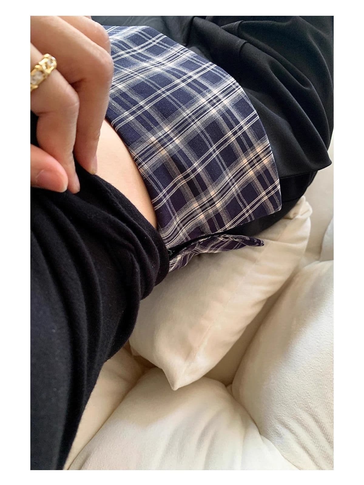 있음 선적 있음 어둠 지퍼 블랙 체크무늬 패치워크 도루 센스 가을 새로운 정장 바지 여성 스트레이트 캐주얼 바지 상세 이미지 12