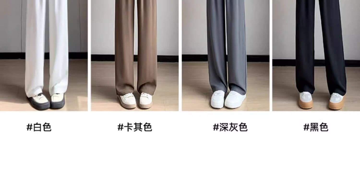 있음 선적 회색 정장 바지 여성 가을 얇은 스타일 하이웨이스트 도루 센스 루즈핏 스트레이트 고급 센스 캐주얼 와이드 레그 팬츠 상세 이미지 12