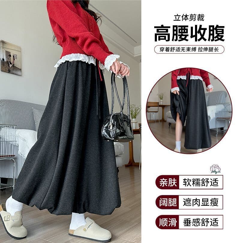 있음 선적 꽃밭 바지 도루 가을 센스 부드러운 찹쌀 루즈핏 빅 사이즈 지방 mm 캐주얼 불모지 바람 반신 스커트 꽃밭 치마바지 상세 이미지 4