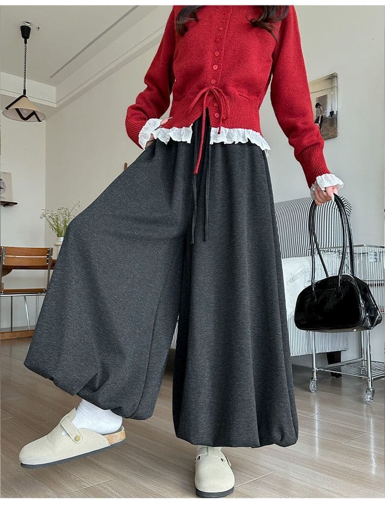 있음 선적 꽃밭 바지 도루 가을 센스 부드러운 찹쌀 루즈핏 빅 사이즈 지방 mm 캐주얼 불모지 바람 반신 스커트 꽃밭 치마바지 상세 이미지 5