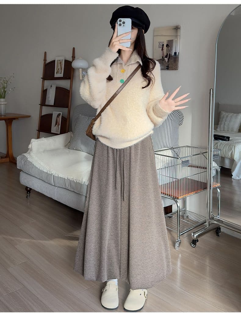있음 선적 꽃밭 바지 도루 가을 센스 부드러운 찹쌀 루즈핏 빅 사이즈 지방 mm 캐주얼 불모지 바람 반신 스커트 꽃밭 치마바지 상세 이미지 7