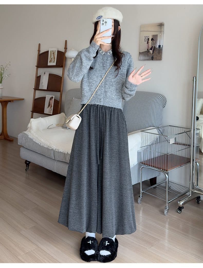 있음 선적 꽃밭 바지 도루 가을 센스 부드러운 찹쌀 루즈핏 빅 사이즈 지방 mm 캐주얼 불모지 바람 반신 스커트 꽃밭 치마바지 상세 이미지 9