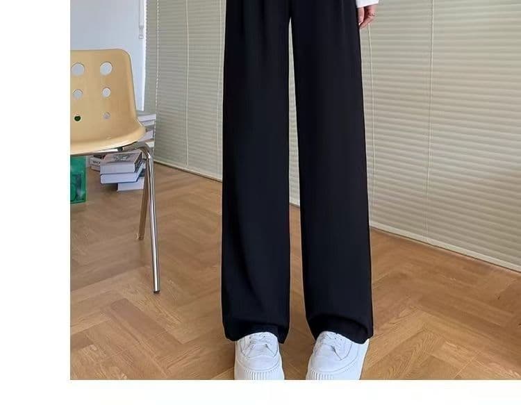 있음 선적 원본 가을 새로운 하이웨이스트 얼음 실크 와이드 레그 팬츠 슬림해 보이는 속도 건조한 복부 수축 패션 품격 슬랙스 상세 이미지 19