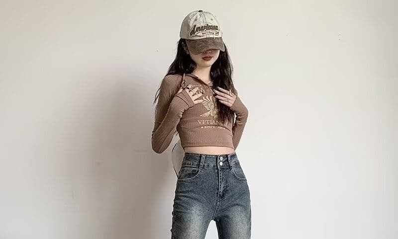 블랙 회색 넓은 다리 청바지 여성 가을 새로운 하이웨이스트 표지 넓적 다리 슬림해 보이는 루즈핏 도루 센스 바닥 청소 스트레이트 상세 이미지 9