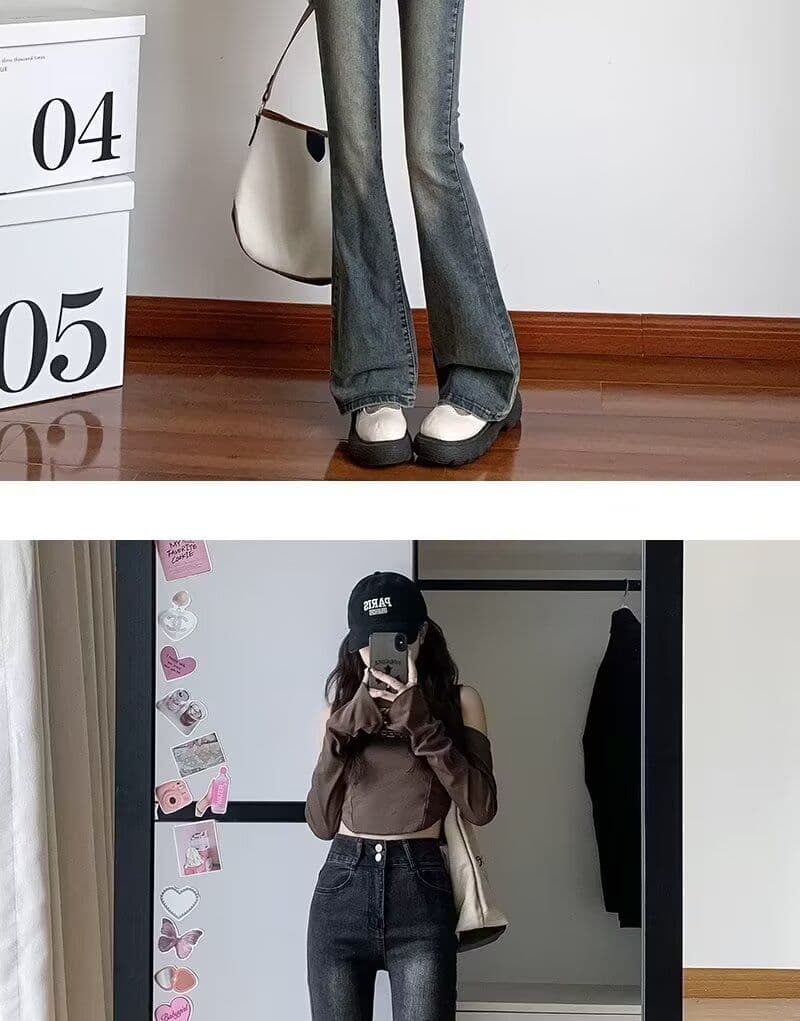 블랙 회색 넓은 다리 청바지 여성 가을 새로운 하이웨이스트 표지 넓적 다리 슬림해 보이는 루즈핏 도루 센스 바닥 청소 스트레이트 상세 이미지 13